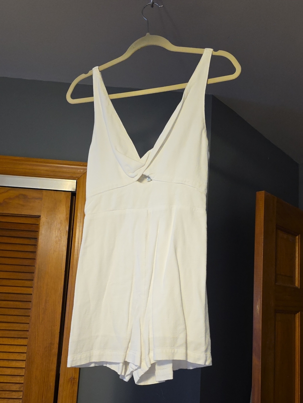 Blue Rain White V-Neck Sleeveless Romper